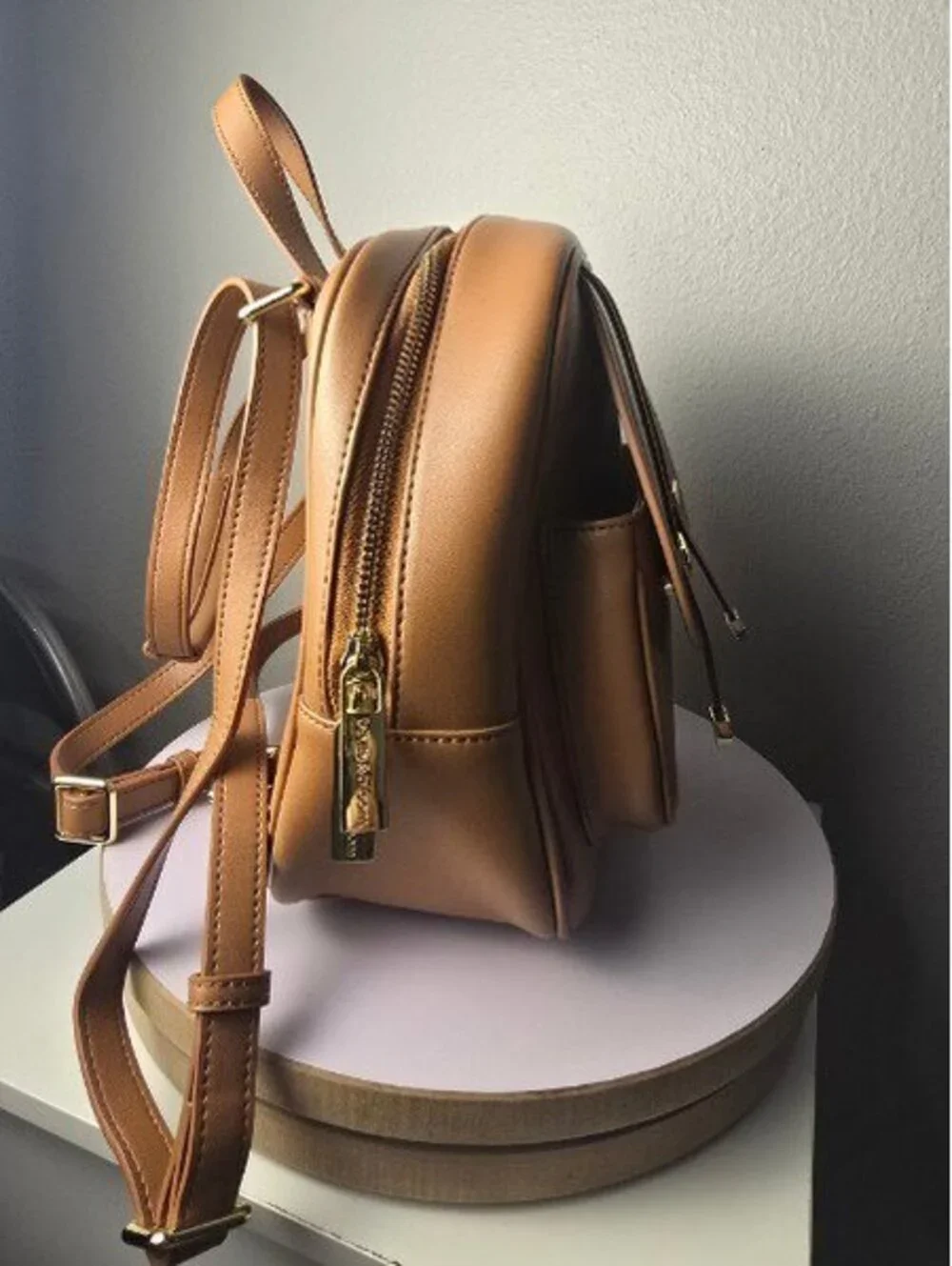 Belle & Bloom Camila Leather Backpack – Tan/Brown Gold Hardware Excellent